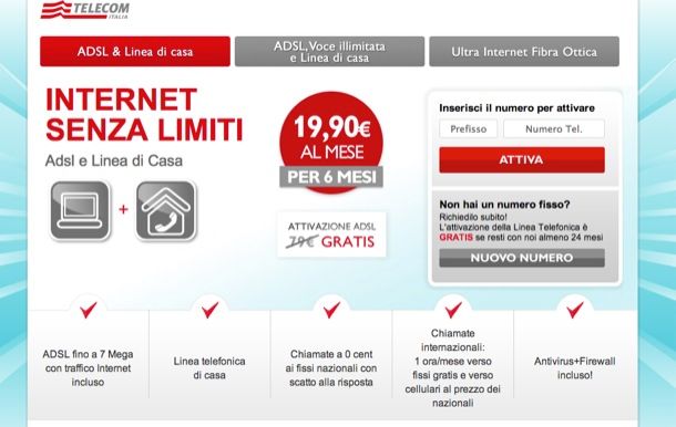 ... costo di 269 euro permette di avere 12 mesi di ADSL a 7 Mega