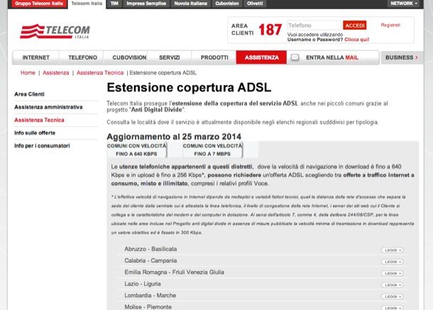 Se dopo aver effettuato il test per la copertura ADSL Telecom e aver ...