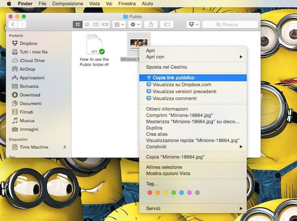 Screenshot di Dropbox su Mac
