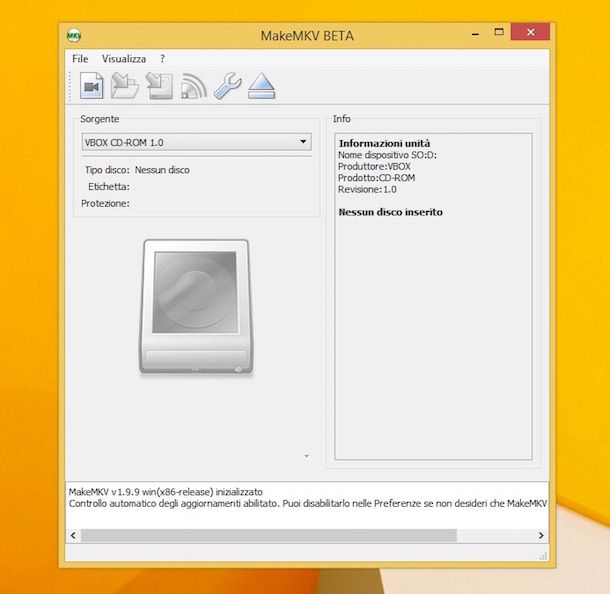 Screenshot di MakeMKV
