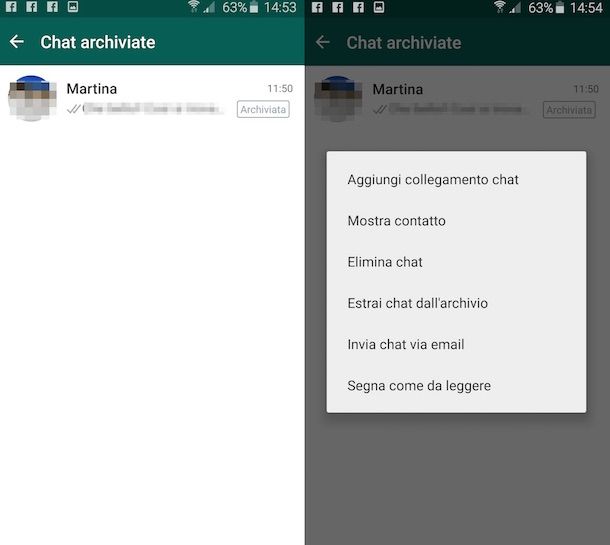 Screenshot di WhatsApp su Android