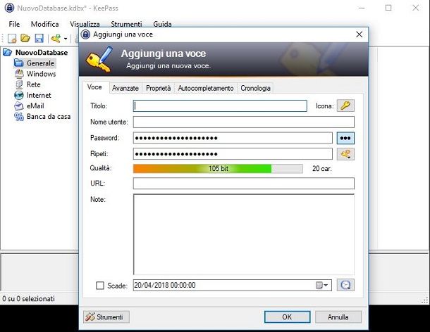 Creare una password con KeePass