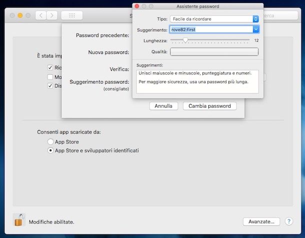Come impostare password su Mac