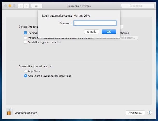 Come impostare password su Mac