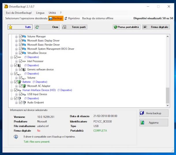 Come eseguire un backup dei driver