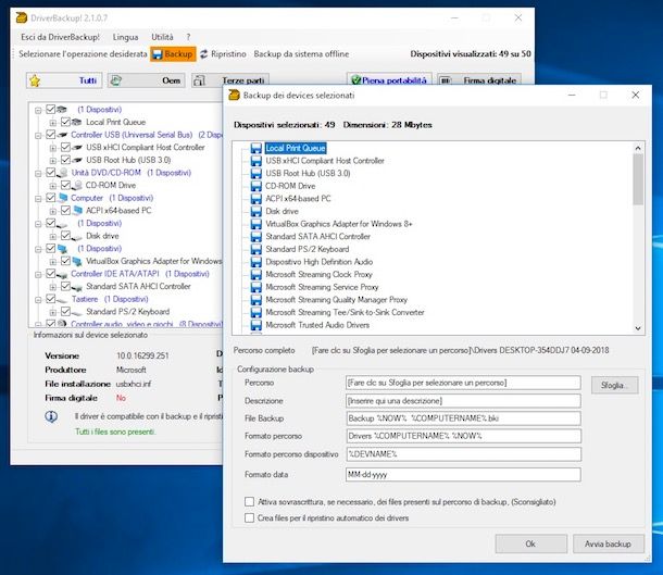 Come eseguire un backup dei driver