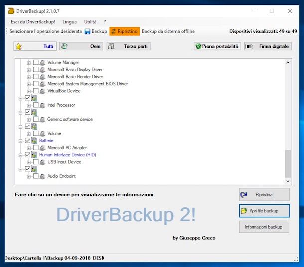 Come eseguire un backup dei driver