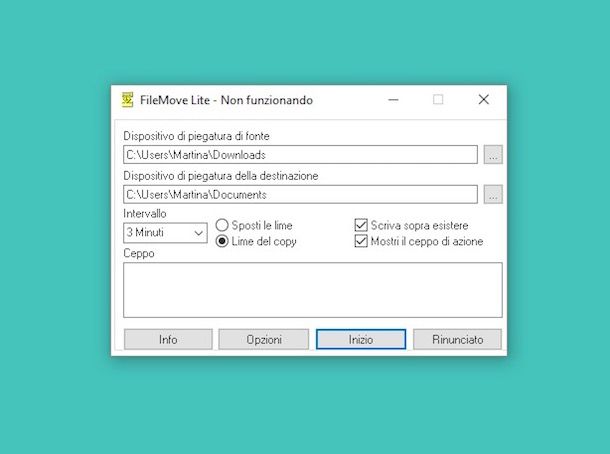 Copiare o spostare file da una cartella ad un'altra ad intervalli di tempo prestabiliti