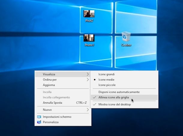 Come bloccare posizione icone su Desktop