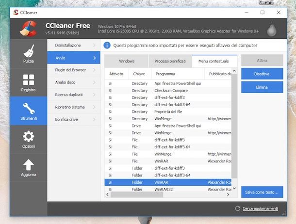 Eliminare le voci inutili dal menu che si apre con il tasto destro del mouse