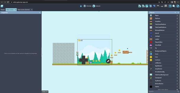 Come creare giochi in HTML5 GDevelop 5 Browser