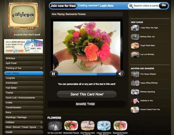 Inviare fiori virtuali via e-mail