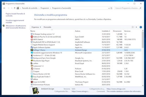 Come disinstallare un programma dal PC