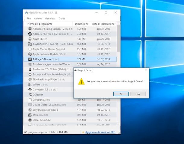 Come disinstallare un programma dal PC