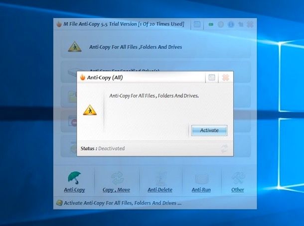 Impedire la copia e l'eliminazione dei file del PC