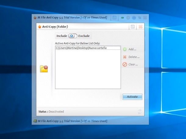 Impedire la copia e l'eliminazione dei file del PC