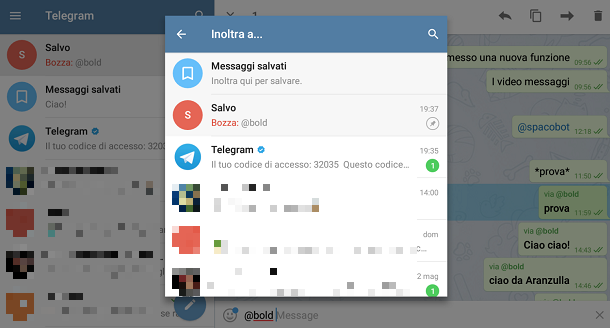 Come chattare con sé stessi su Telegram