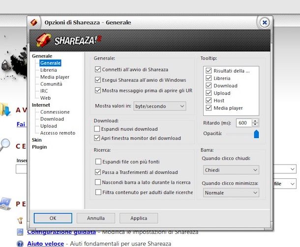 Shareaza: scaricare e configurare Shareaza in Italiano
