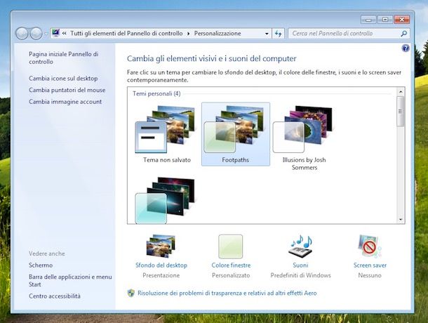 Come installare temi su Windows 7