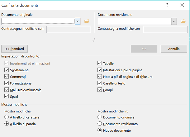 Come confrontare due file Word