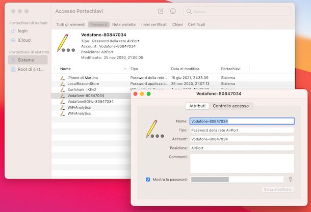 Accesso Portachiavi macOS