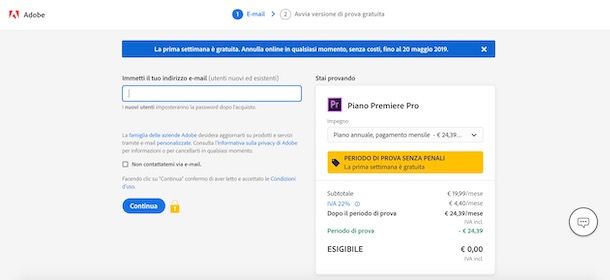 Prova Adobe Premiere