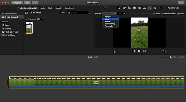 Rallentare un video con iMovie