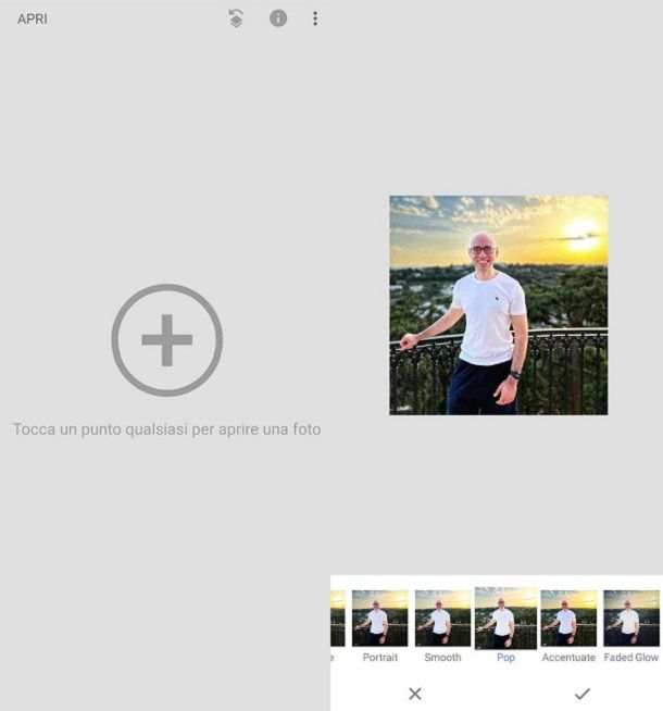 App per applicare effetti speciali alle foto Snapseed