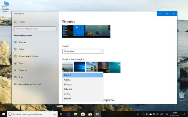 adattare sfondo a desktop su Windows 10