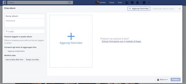 Come creare un album su Facebook da computer