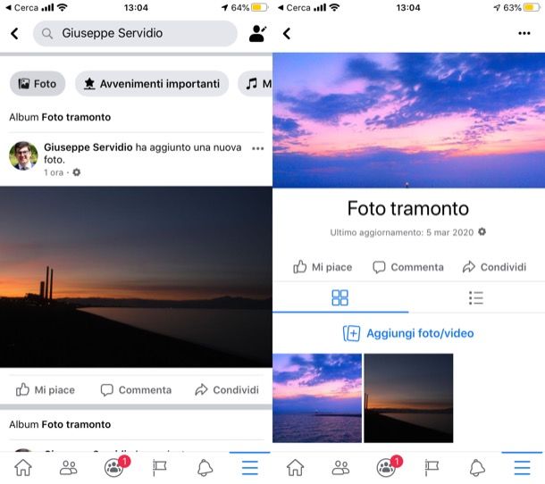 Organizzare foto Facebook iOS e iPadOS