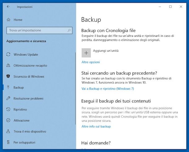 Come eseguire un backup del PC