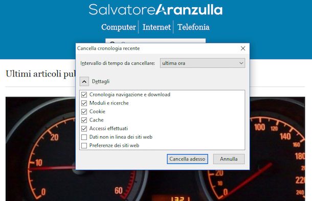 Come svuotare la cache