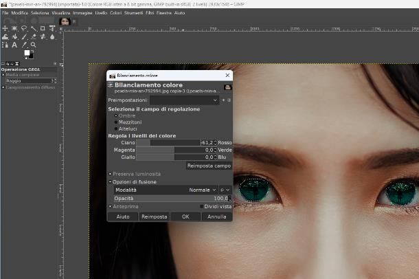 Come cambiare il colore degli occhi su GIMP