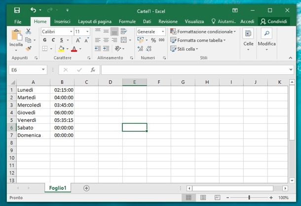 Come sommare le ore in Excel