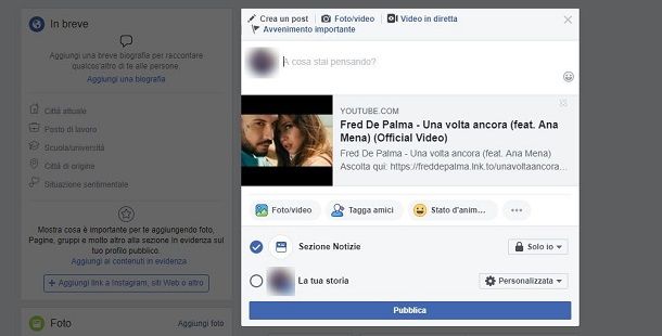 Come taggare un video YouTube su Facebook da browser Web