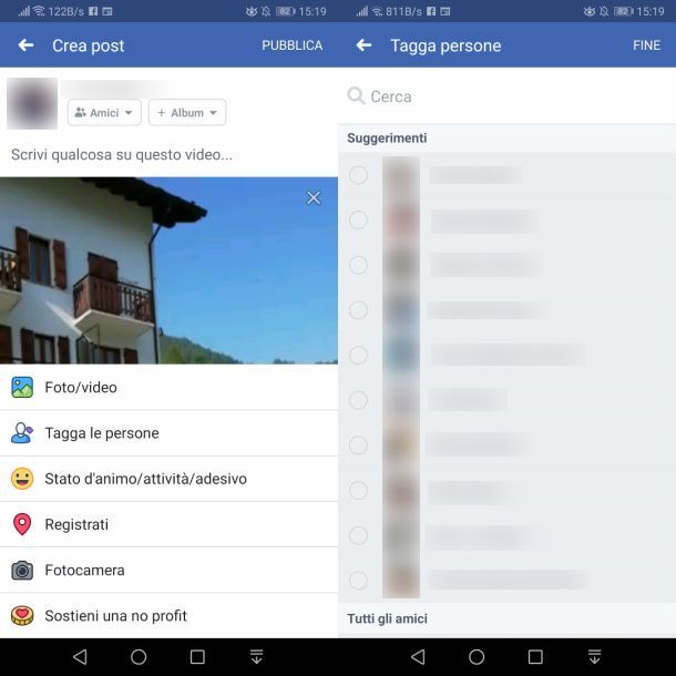 Come taggare un video su Facebook da smartphone