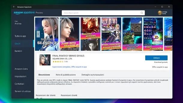 Come installare app Android PC Windows Amazon Appstore