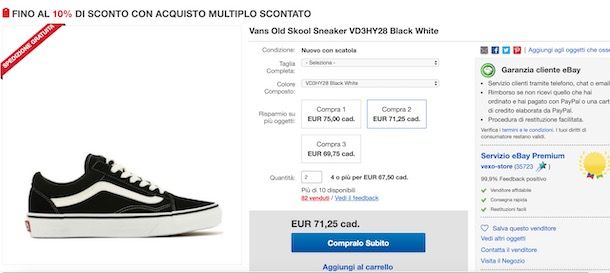 Sconti per acquisti multipli su eBay