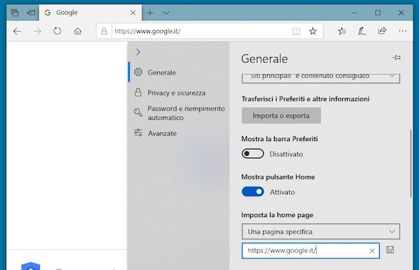 Come cambiare pagina iniziale Internet