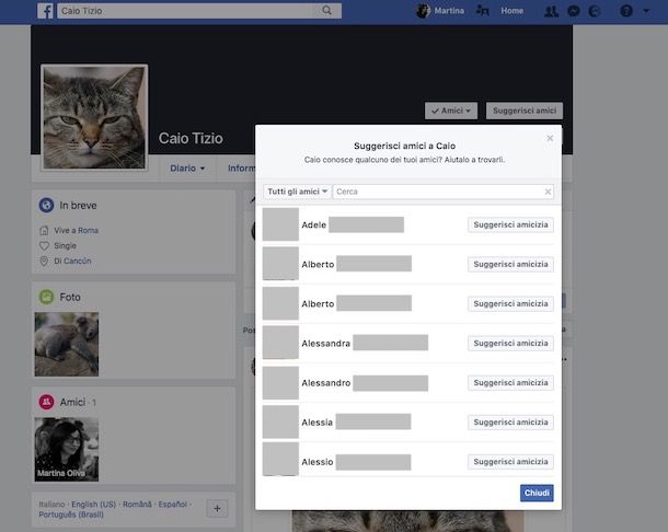 Come suggerire amici su Facebook