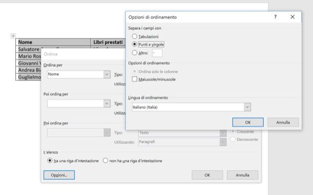 Come ordinare in ordine alfabetico su Word