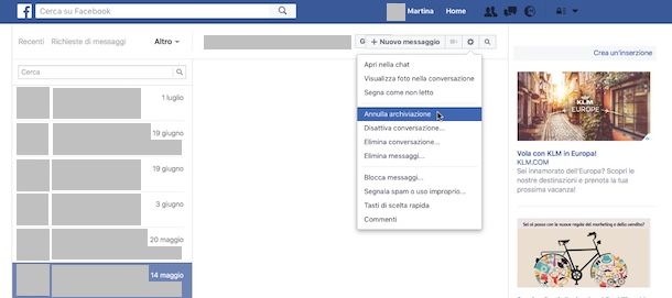 Come recuperare le conversazioni di Facebook