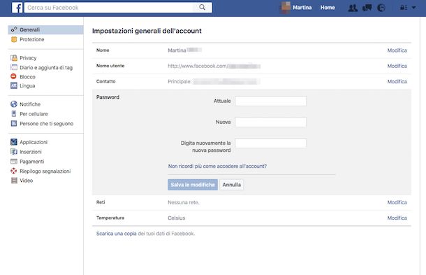 Come cambiare la password di Facebook