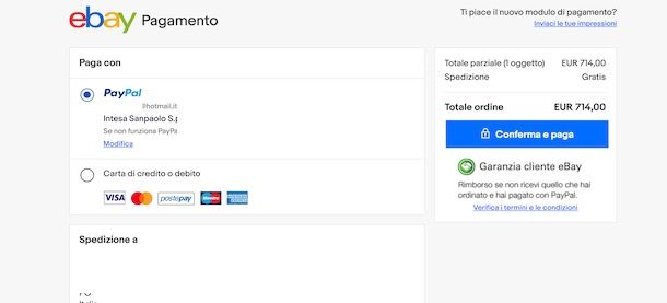 Acquistare su eBay con PayPal