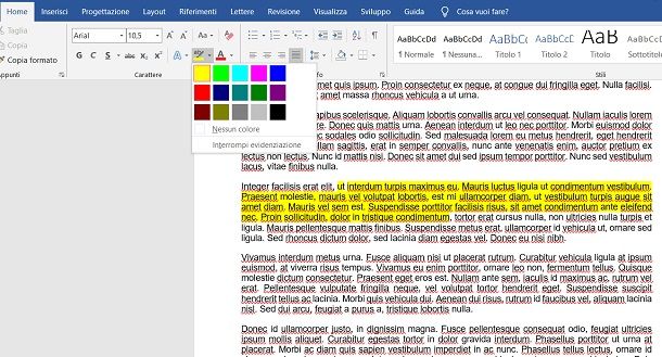 Come evidenziare testo in Word