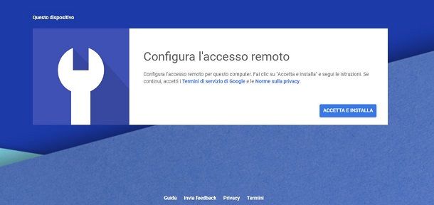 Configurazione Chrome Remote Desktop