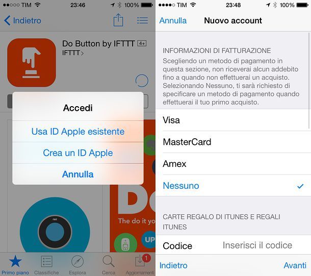 Creare ID Apple senza carta di credito