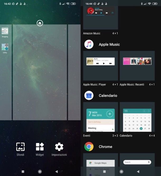 Inserire widget Android nella schermata Home