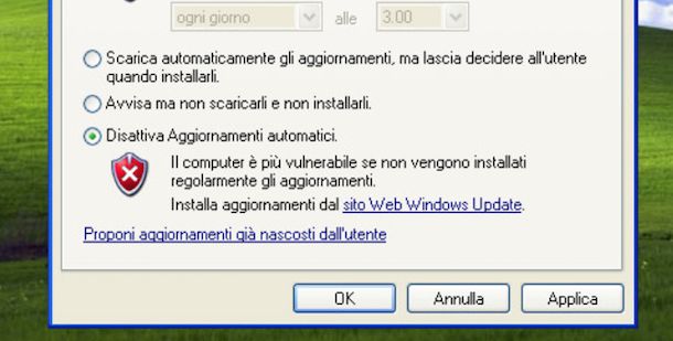 Come bloccare aggiornamenti automatici